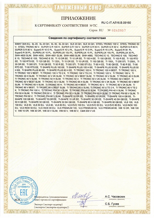 Сертификат 7 - Электрические накопительные водонагреватели Аристон 