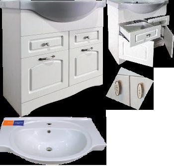 Тумба "МДВ Классика 80" (2 двери,2 ящика) (Эрика 80/Classic 80) белая ольха