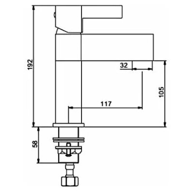 ЛЮКС 1081 G Ф35 Смеситель для раковины ЧЕРНЫЙ/ХРОМ с гайкой(однорычажный) - фото 2