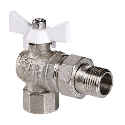 Кран шар. американка угл.  3/4" Base Valtec баб вн.-нар. БЕЛАЯ (8/64) - фото 1
