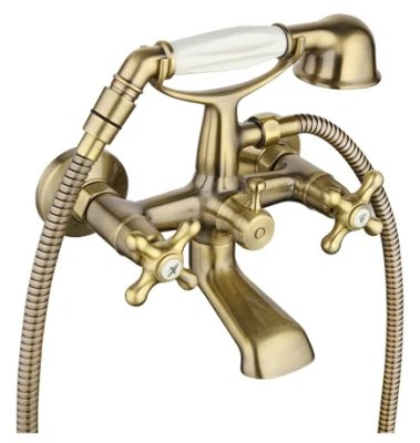 ЛЮКС 3263-4 G Смеситель д/ванны м/к кор.нос(бронза) двухручковый - фото 1