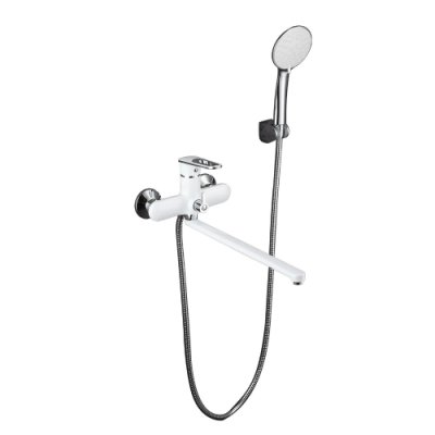 ЛЮКС 2249 G  Смеситель д/ванны БЕЛЫЙ/ХРОМ переключение в корпусе L35 (двухручковый) - фото 1