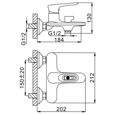 ЛЮКС 3249 G Ф25 Смеситель д/ванны короткий нос (однорычажный) (8) - фото 2