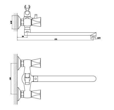 Смеситель д/ванны L-нос Trio 7016029C-35L(F)-H GROSS AQUA