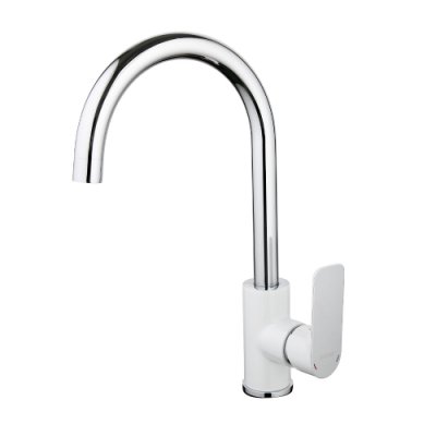 ЛЮКС 4048 G (Л) Ф35 Смеситель д/кухни БЕЛЫЙ/ХРОМ (однор). - фото 1