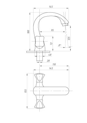 Тюльпан для раковины кер. ПСМ-717-К/38 (квадрат)